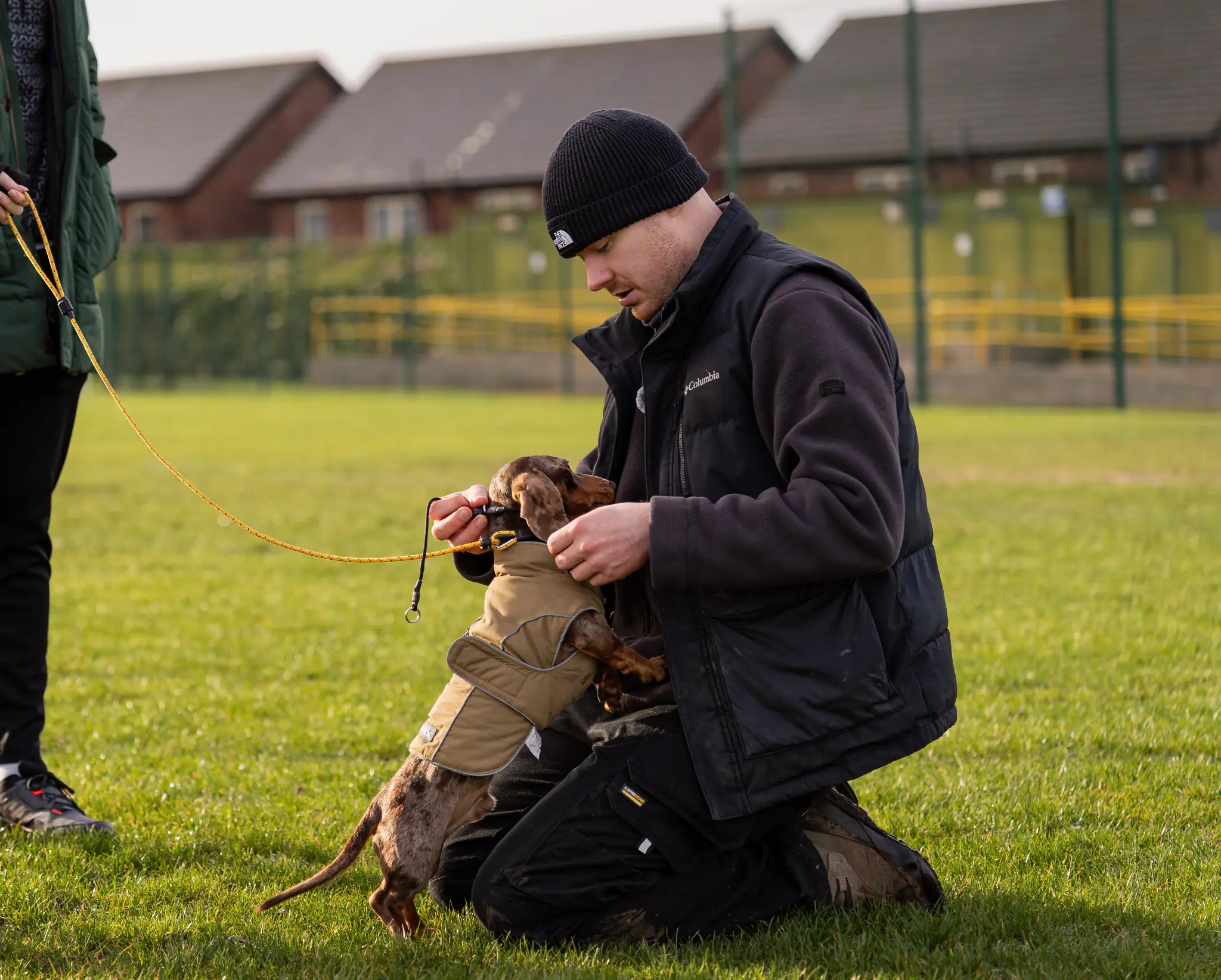 Nathaniel working with a dog during a training session